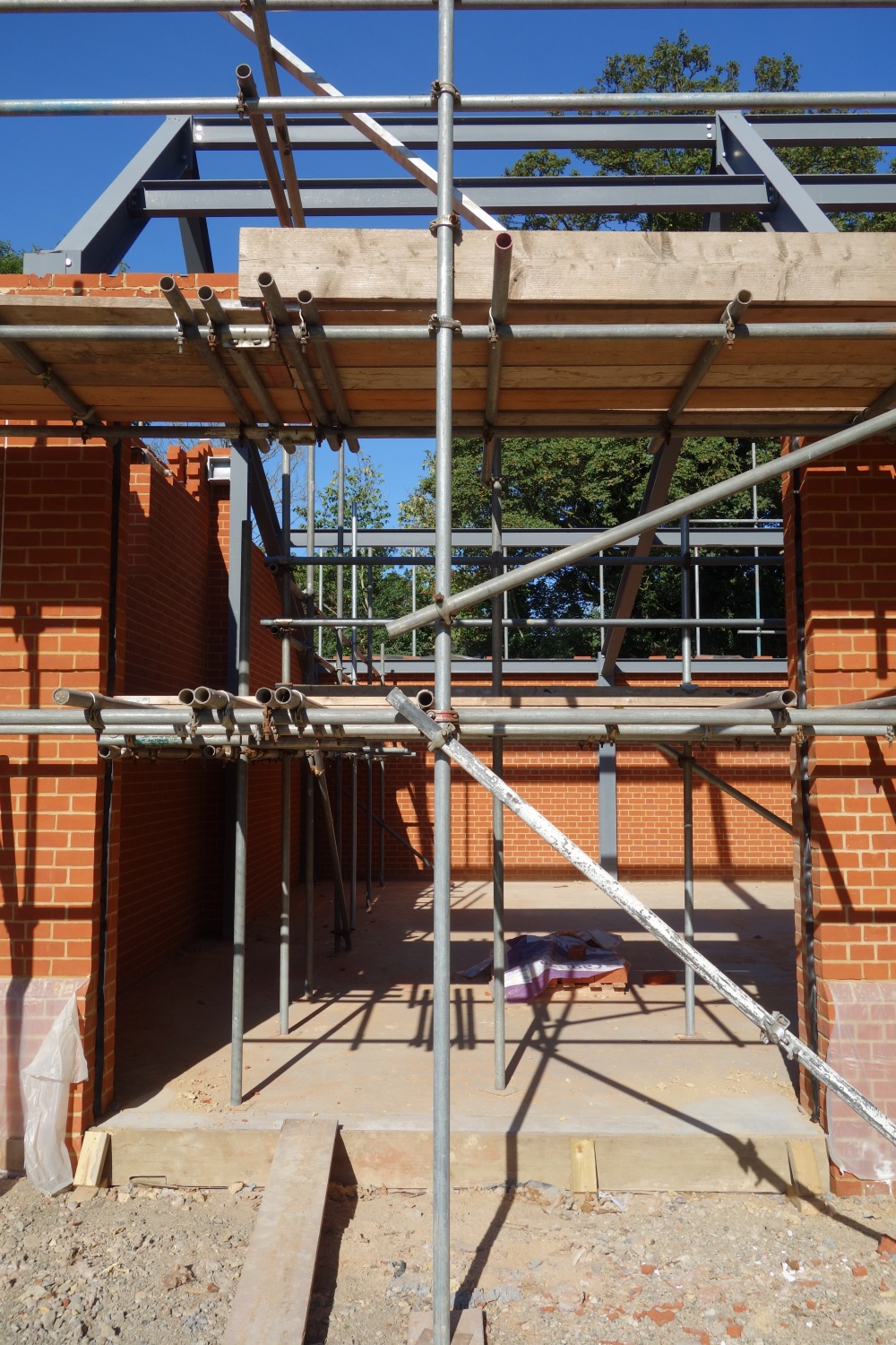 Scaffolding in place during survey